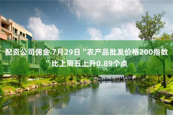 配资公司佣金 7月29日“农产品批发价格200指数”比上周五上升0.89个点