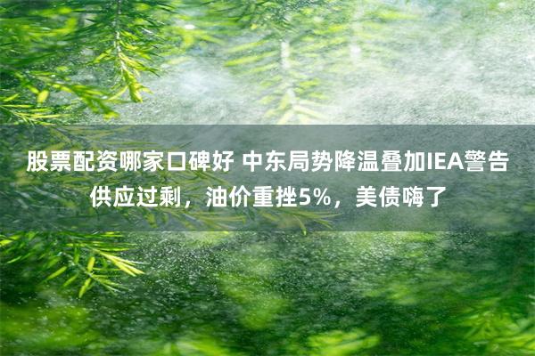 股票配资哪家口碑好 中东局势降温叠加IEA警告供应过剩，油价重挫5%，美债嗨了